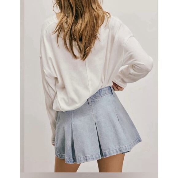 NWT Free People We The Free Madison Ave Denim Mini Skirt In Wild Child MSRP $78 - Picture 3 of 5